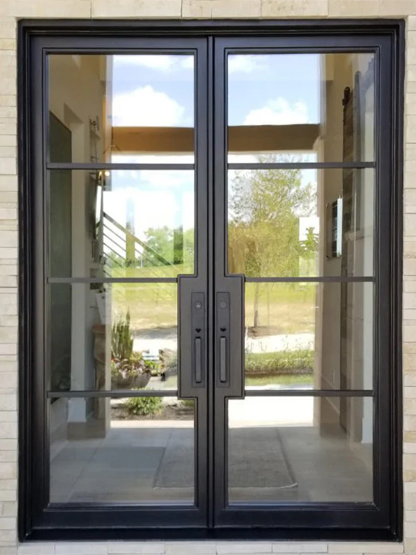 Steel french doors with glass panels in Austin TX for patio or interior transitions