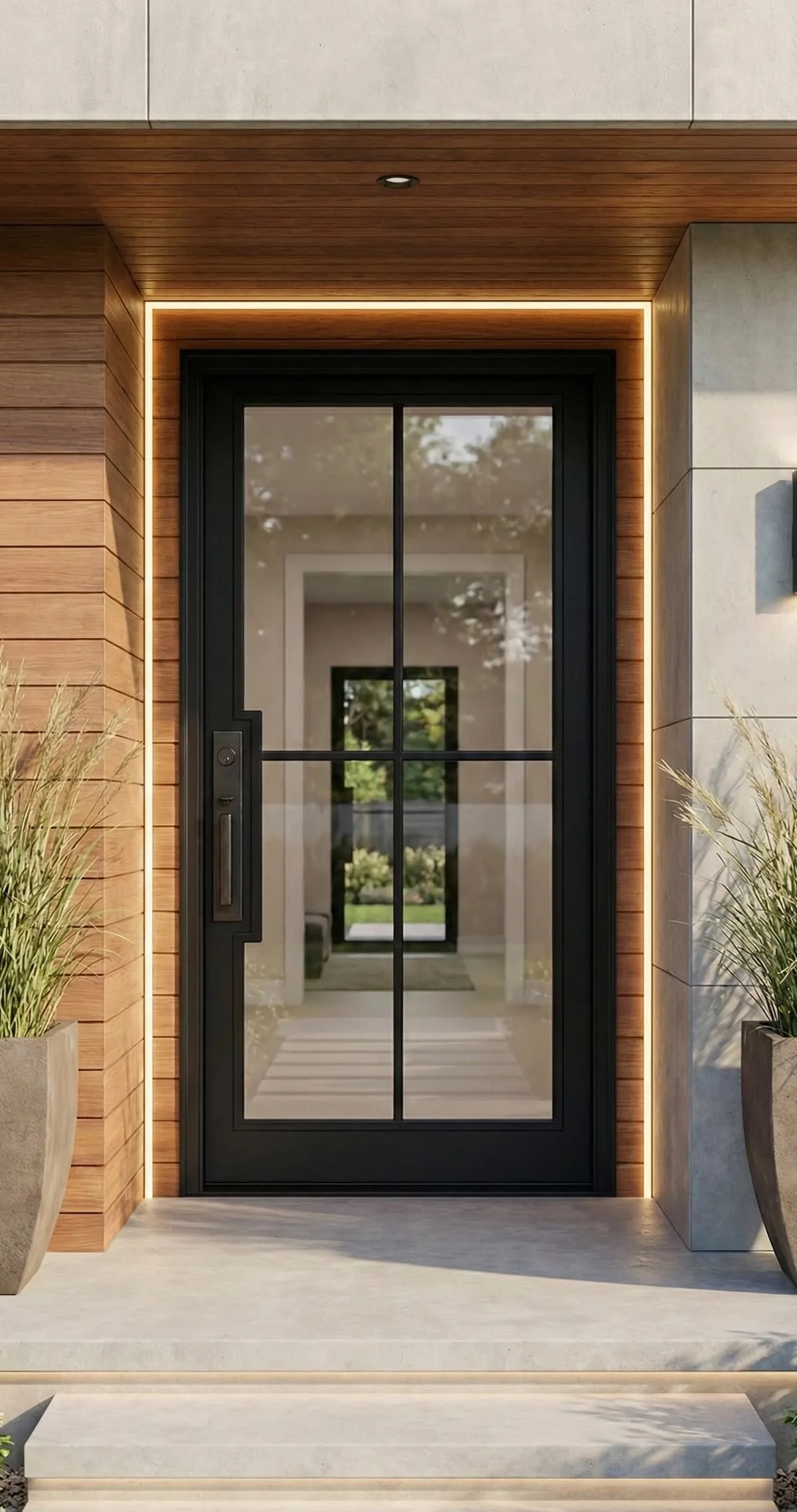 Design inspiration: Modern black steel and glass single front door with divided-light design in Austin Modern black steel and glass single front door with divided-light design in Austin