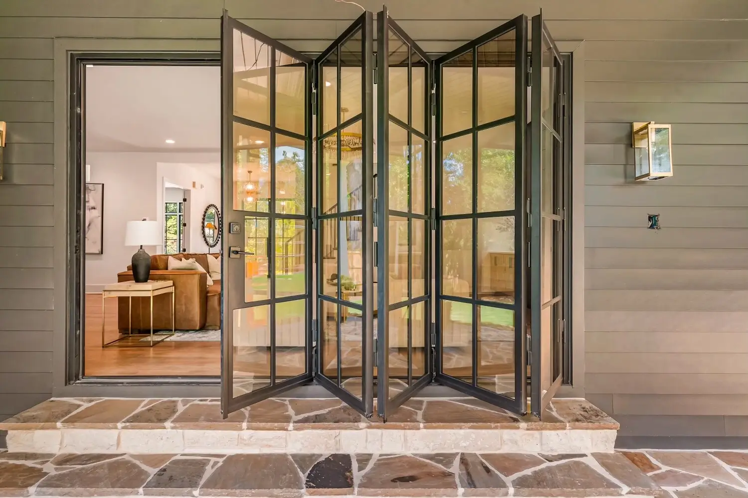 Interior steel sliding patio doors enhancing the living space in Houston TX