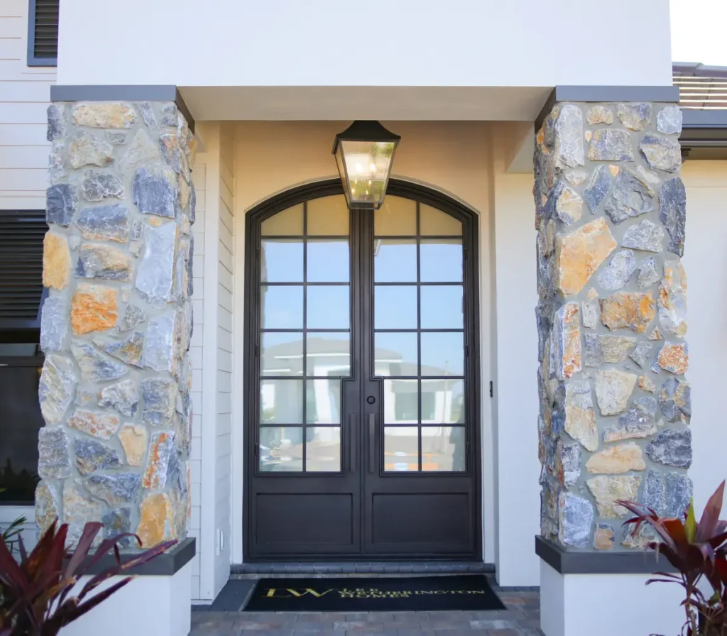 Commercial-grade black steel entry doors