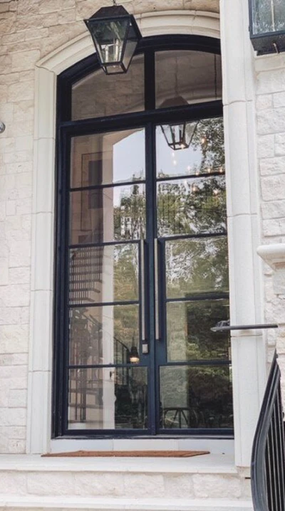 Steel casement windows opened outward for fresh air